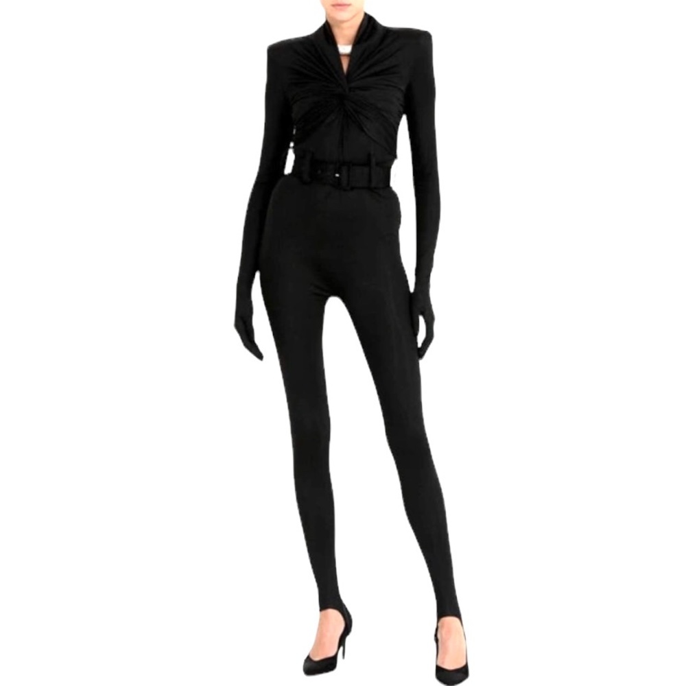 Richard Quinn Twist Front Body-Con Stirrup Jumpsuit